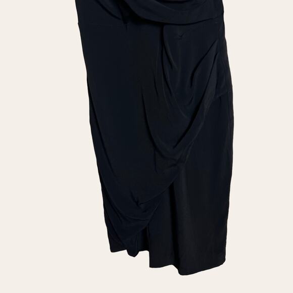 Nicole Miller Atelier New Black Surplice Draped Wrap Cocktail Dress Size 8 - Picture 5 of 8